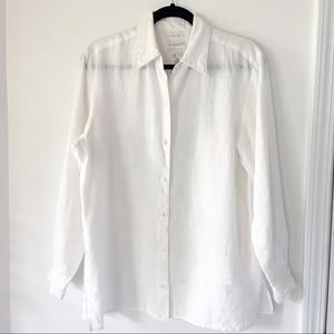 Liz Claiborne Wrinkle Free White Linen Blouse S